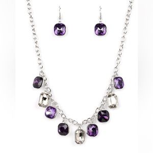 Big Rhinestone Necklace - Purple